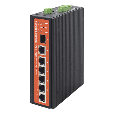 WI-PMS305GF-I - Switch Industrial PoE / 4 Puertos Gigabit / PoE Pasivo 24V / 802.3af/at/bt 60W / SFP / -40°C a 80°C / 6kV / Riel DIN