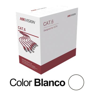 DS-1LN6U-W/CCA - Bobina de Cable UTP / Cat 6 / 24 AWG / 305 m (1000 pies) / CCA / PVC CM / Interior / 250 MHz / PoE / Blanco