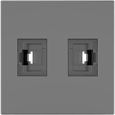 MD-2RJ45(B) - Módulo Pasivo TBUS / 2 Puertos RJ45 Passthrough / Entrada y Salida 2 Hembras / Color Negro Grafito RAL 9011