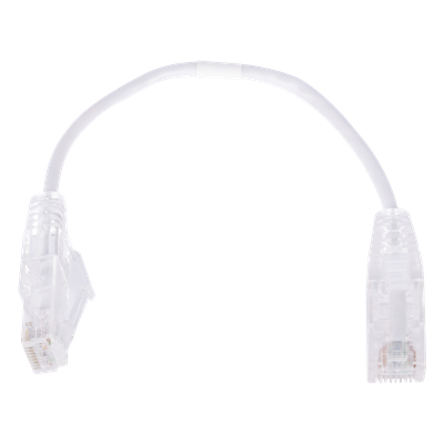 LP-UT6-020-WH28 - Cable de Parcheo Slim UTP Cat6 / 20 cm (0.66 ft) / 28 AWG / Blanco / RJ45