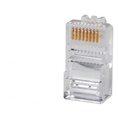P-8-8 - Plug RJ45 Cat5e / UTP 22-26 AWG / Chapado Oro 50μ / Diámetro Máx 5.08 mm (0.017 ft)