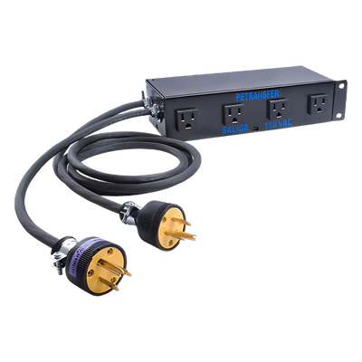PE-TRANSFER - Interface de Transferencia Automática / Conmutación en 15 ms / 4 Salidas NEMA 5-15R / 20 A Total / 110 VCA 50/60 Hz / Detección 75-77 VCA