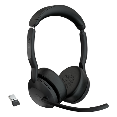 EVOLVE255STEREOMSA - Diadema Bluetooth / Cancelación Activa de Ruido / 18h Batería / Alcance 30 m (98.4 ft) / 2 Micrófonos MEMS / USB-A