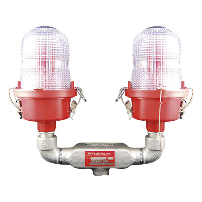 OL2-VLED-3IR - Luz de Obstáculo Doble / LED Rojo e Infrarrojo / 120-240 VAC / 32.5 CD / IR 4mW/sr @ 850nm / Base Valox / Lente Fresnel Acrílico / -55°C a 55°C