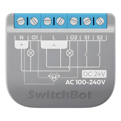 SWITCHBOTRELSW2PM - Relay Switch Inteligente 2 Canales / WiFi + BLE / Medición Consumo / 10A por Canal / Protección Sobrecarga / Compatible Matter / 42 x 36 x 16 mm (1.7 x 1.4 x 0.6 in)