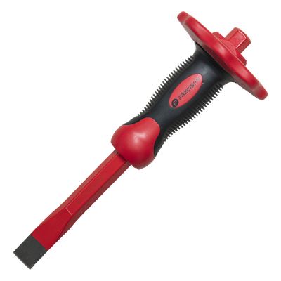 PST-H04-003 - Cincel de Punta Plana / 19x16x250 mm / Protección para Manos / Acero Cr-V Forjado / Empuñadura PP+TPR