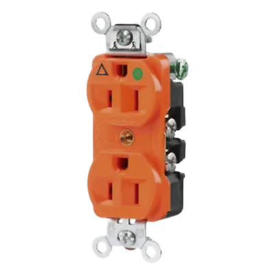 HUB-IG8-200 - Contacto Dúplex / Grado Hospital / 15 A / 125 V / 2 Polos 3 Hilos / NEMA 5-15R / Naranja