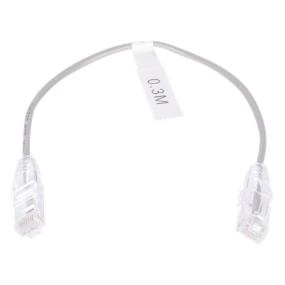 LP-UT6-030-GY28 - Cable de Parcheo Slim UTP / Cat6 / 30 cm (0.98 ft) / 28 AWG / RJ45 / Gris