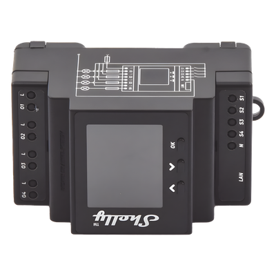 SHELLYPRO4PM - Relevador Inteligente / 4 Canales / 10A por Canal / Wi-Fi 2.4 GHz y Ethernet / Bluetooth / Pantalla 1.8" / Riel DIN / 110-230 V