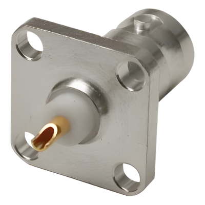 RFB-1115 - Conector BNC Hembra / Montaje Panel 4 Perforaciones / 13 mm / 50 Ω / Soldable PCB