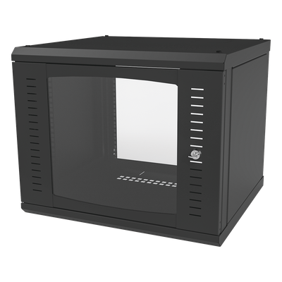 SR-1909-GFP - Gabinete para Montaje en Pared Fijo, con 9 Unidades de Rack, de 19in, Puerta de Cristal Templado, Fabricado en Acero