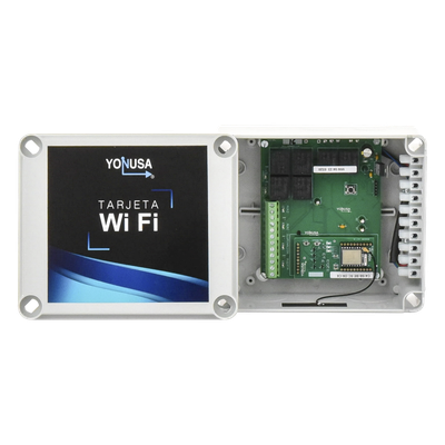 TARJET-WIFI-V2 - Modulo WIFI con gabinete para uso en Energizadores YONUSA/Aplicación sin costo/Activación Remota de 4 salidas tipo Relay con alta capacidad.