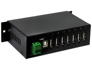 HUB USB 2.0 de 7 Puertos, Industrial Reforzado con Alimentación 60W, 5Gbps, Compacto