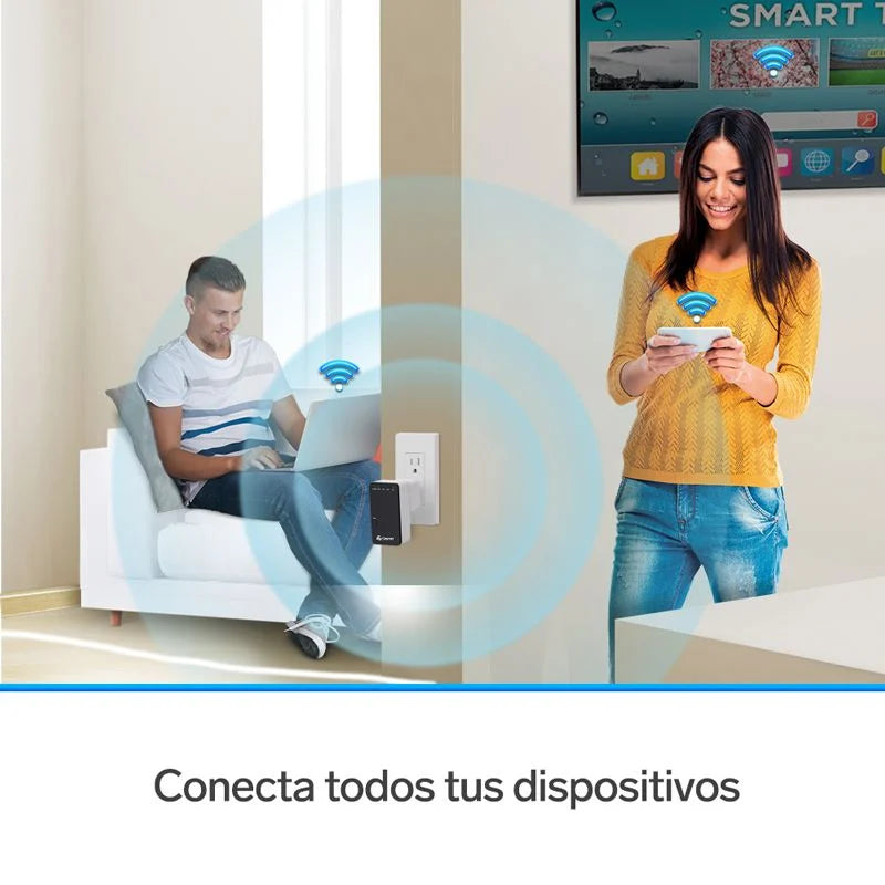 Repetidor Y Punto Acceso Steren Wi-Fi Pared 2.4 Ghz 17M Cobertura Color Negro