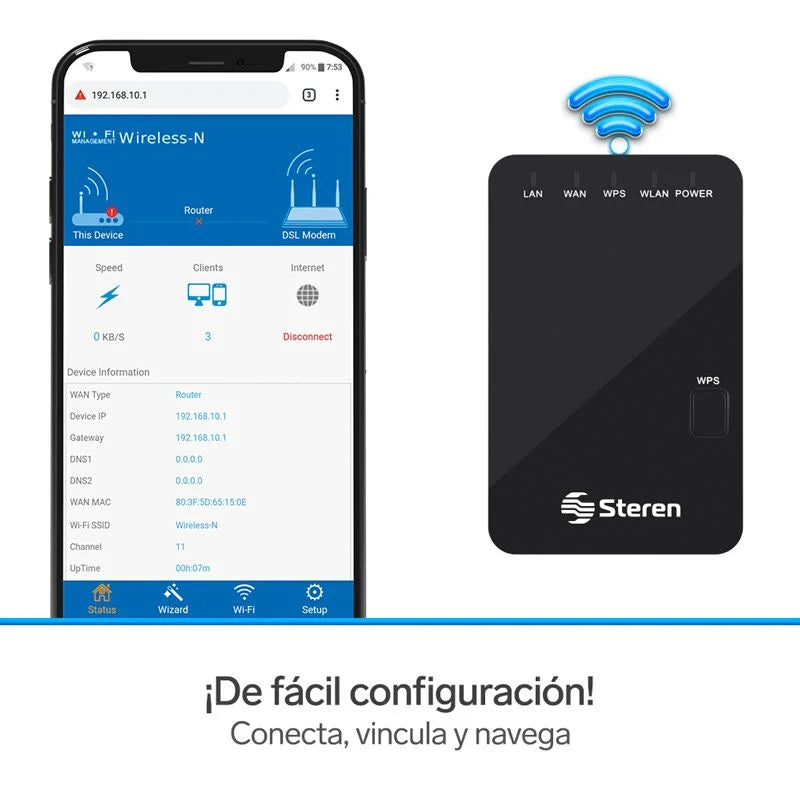 Repetidor Y Punto Acceso Steren Wi-Fi Pared 2.4 Ghz 17M Cobertura Color Negro