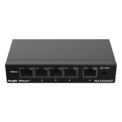 RG-ES205GC - Ruijie Switch Administrable / 5 Puertos Gigabit / Capacidad 10 Gbps RG-ES205GC