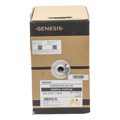 6330-1109/1000 - Genesis Bobina de Cable UTP Cat5e / 305 m (1000 ft) / Gris 6330-1109/1000