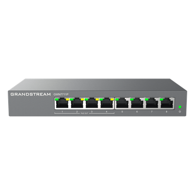 GWN7711P - GWN7711P, Switch Administrable capa 2-lite, 8 x GigaEth, 4 x PoE, fuente 60w