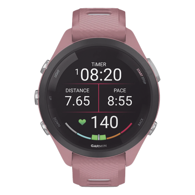 10-02810-05 - Forerunner® 265S, Bisel negro con carcasa en rosa y correa de silicona en rosa/gris