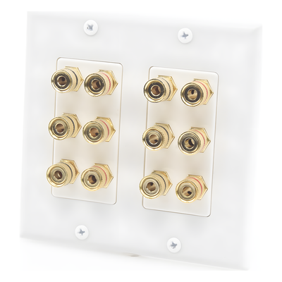 EP-WP6S - Placa de Pared | Postes de Unión Tipo Banana | Conexión para 6 Altavoces | Fácil Instalación | Conectores Chapados en Oro