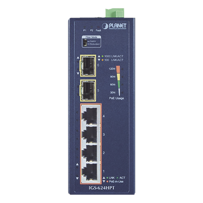 IGS-624HPT - PLANET IGS-624HPT switch No administrado Gigabit Ethernet (10/100/1000) Energía sobre Ethernet (PoE) Azul
