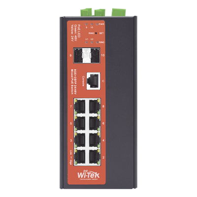 WI-PMS310GF-ALIEN-I - Switch Industrial Administrable Gigabit con 2 Puertos PoE bt + 6 Puertos PoE af/at o 24 V Pasivo + 2 SFP Gigabit, 240 W