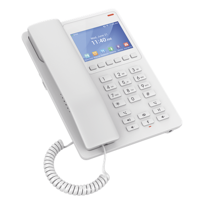 GHP630 - GHP630, Teléfono Hotelero IP Blanco, LCD Color 3.5", 2 SIP 2 líneas, GDMS, soporta PoE