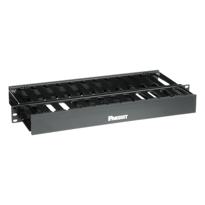 WMPSE - Organizador de Cables Horizontal / Doble Frontal y Posterior / Rack 19in / 1UR / ABS Monolítico / Categoría 5e/6
