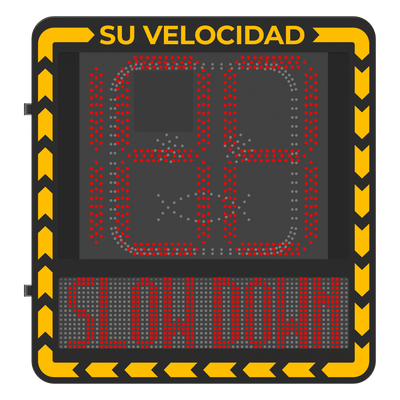 YJP7681-188-NR - Display LED para Control de Velocidad / Alcance Visual 100 m (328 ft) / Indicación por Código de Colores / IP66 / Wi-Fi y Ethernet / Radar Compatible