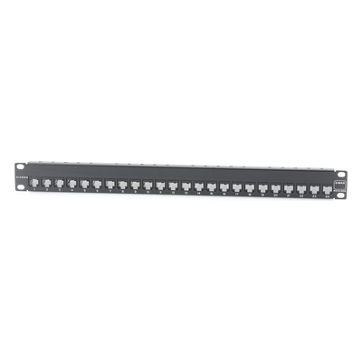 ZS-PNL-24E - Patch Panel / Blindado / 24 Puertos / Modular Vacío / Plano / 1UR / Cat 6A / Acero 18 Gauge