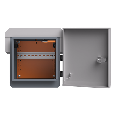 WI-IOTBOXMINIV1 - Gabinete de Protección IP55 / Acero SPCC / 250 x 250 x 180 mm / Rieles DIN / 4 Placas Laterales / Montaje Exterior