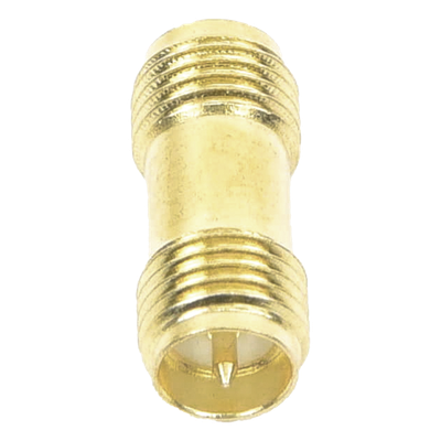 TT-COU-SMA-2RP-F - Adaptador Coaxial RF / SMA Hembra Inverso a SMA Hembra Inverso / Montaje en Línea / Cuerpo Bronce con Oro / Aislante Teflón