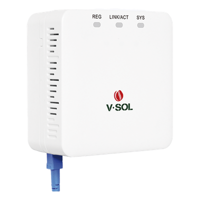 V2801-SC - ONU Bridge EPON/GPON / 1 Puerto SC/UPC / 1 Puerto LAN Gigabit / Roseta Integrada / 91x91x41 mm / 4W