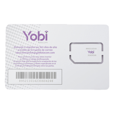 SIM3GBYOBI - Yobi SIM de Datos / 3.5 GB Mensual / 12 Meses SIM3GBYOBI