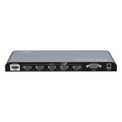 TT501V2.0 - Switch Conmutador HDMI de 5 entradas a 1 salida / 4K @ 60Hz / HDMI 2.0 / HDCP 2.0 / HDMI 3D / Soporta audio estándar, DSD (Direct Stream Digital) y HD (HBR) / Diferentes modos de conmutación, Manual, Control Remoto y RS232.