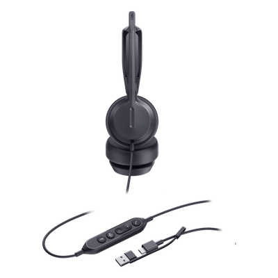 UH42-DUAL-TEAMS-USB-C/A - Auriculares Profesionales USB / Cancelación de Ruido con IA / Altavoz 35 mm / Certificado Microsoft Teams / USB-C con Adaptador USB-A / Diseño Ergonómico Binaural
