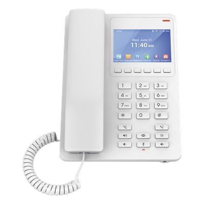 GHP630 - GHP630, Teléfono Hotelero IP Blanco, LCD Color 3.5", 2 SIP 2 líneas, GDMS, soporta PoE