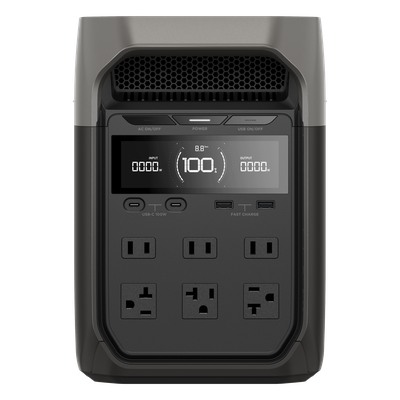 EFD3 - Estación de Energía Portátil Delta 3 1024Wh Litio LFP / 6 AC 1800 W (Max. 2200W) / 2 USB-C 100W / Capacidad para Aumentar Respaldo / Cargador de Coche 10A a 12.6V / Conectividad WiFi y Bluetooth (App) / Carga Solar 500W Max.