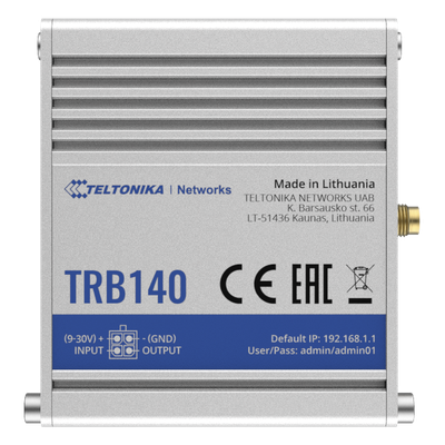 TRB140 - Router Industrial LTE Cat 4 / 150 Mbps / Ethernet Gigabit 10/100/1000 Mbps / ARM Cortex-A7 1.2 GHz / 134 g
