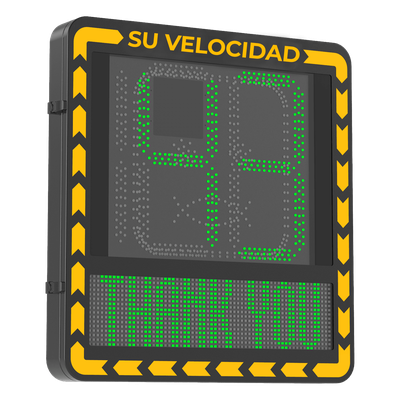 YJP7681-188-RR - Radar Medidor de Velocidad / Detección 100 m (328.1 ft) / 32 Objetivos / 3 Carriles / Pantalla LED 3000 cd/m² / IP66 / Ethernet