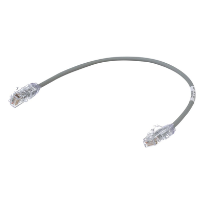 UTP28SP1GY - Cable de Parcheo Cat6 / UTP 28AWG / Diámetro Reducido 3.8 mm / 0.30 m (1 Pie) / Gris / LSZH-CM / PoE++