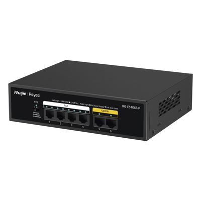 RG-ES106F-P - Ruijie Switch PoE+ / 6 Puertos 10/100 Mbps / 54W PoE Total RG-ES106F-P