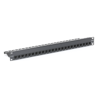 ZS-PNL-24E - Patch Panel / Blindado / 24 Puertos / Modular Vacío / Plano / 1UR / Cat 6A / Acero 18 Gauge