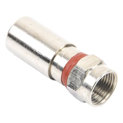 TT-CON-510-RG6 - Conector F Macho / Compresión en Línea / Cable RG-6 / Cuerpo Bronce Niquelado / Contacto Oro / Aislante Teflón