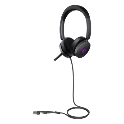 UH48-DUAL-TEAMS-USB-C/A - Auriculares UC con Cable / Cancelación de Ruido Activa Híbrida / USB-C con Adaptador USB-A / Certificación Microsoft Teams / 4 Micrófonos / 20 Hz - 20 kHz