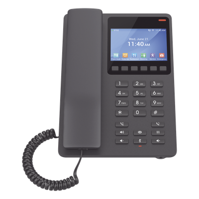 GHP631W - GHP631W, Teléfono Hotelero IP Negro, WiFi-6, LCD Color 3.5", 2 SIP 2 líneas, GDMS, soporta PoE