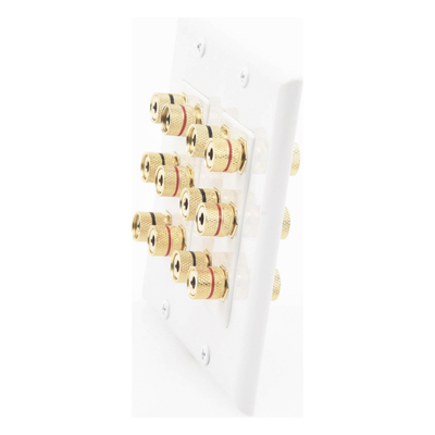 EP-WP6S - Placa de Pared | Postes de Unión Tipo Banana | Conexión para 6 Altavoces | Fácil Instalación | Conectores Chapados en Oro