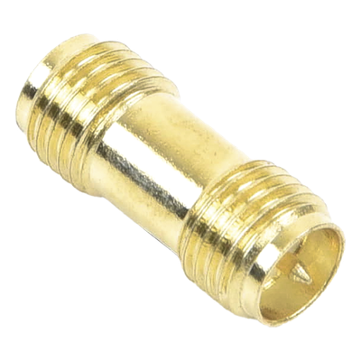 TT-COU-SMA-2RP-F - Adaptador Coaxial RF / SMA Hembra Inverso a SMA Hembra Inverso / Montaje en Línea / Cuerpo Bronce con Oro / Aislante Teflón