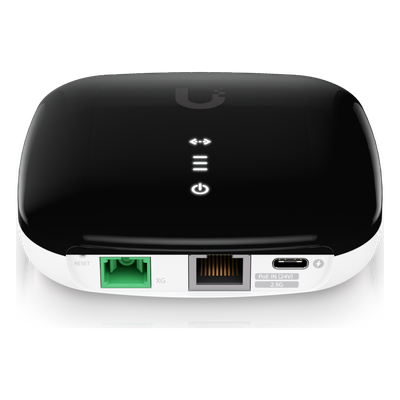 UISP-FIBER-XG - ONU XG-PON / 10 Gbps Bajada / 2.5 Gbps Subida / Alcance 20 km (12.4 mi) / SC/APC / Puerto 2.5GbE / Gestión UISP