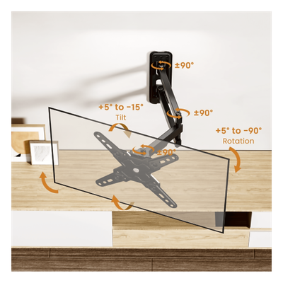 LDA40-223 - Brateck Soporte de Pared Articulado para Pantallas / VESA 75x75 a 200x200 / Hasta 43 Pulgadas
